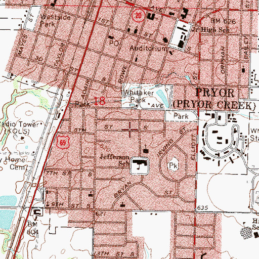 Topographic Map of Church of Christ, OK