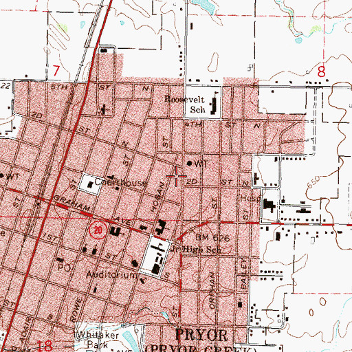 Topographic Map of Church of God, OK