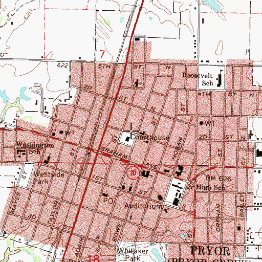 Topographic Map of First Christian Disciples Church, OK