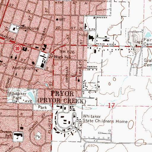 Topographic Map of First Free Will Baptist Church, OK