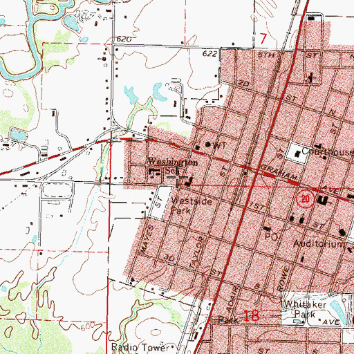 Topographic Map of Immanuel Baptist Church, OK