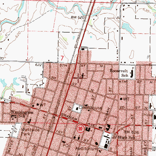 Topographic Map of Pryor First Assembly of God, OK