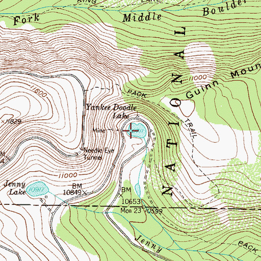 Topographic Map of Yankee Doodle Lake, CO