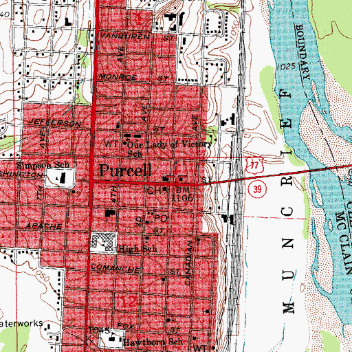Topographic Map of First Christian Church, OK