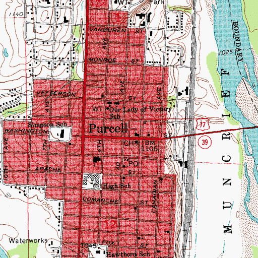 Topographic Map of Trinity United Methodist Church, OK