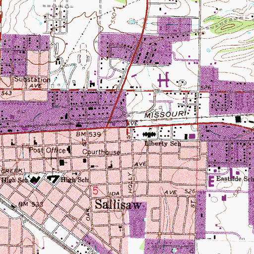 Topographic Map of Catholic Charities Helping Center, OK
