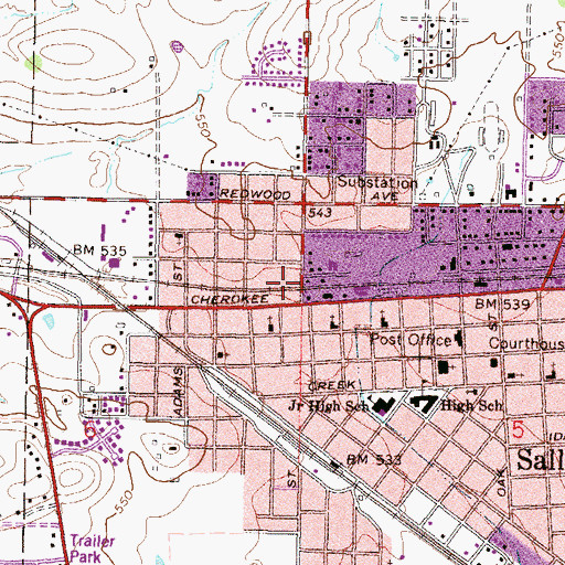 Topographic Map of First Assembly of God, OK