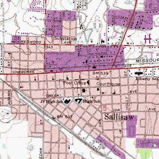 Topographic Map of First Baptist Church, OK