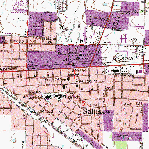 Topographic Map of First Presbyterian Church, OK