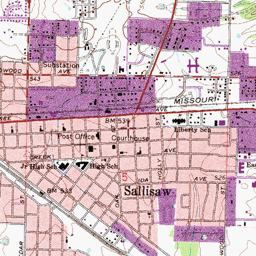Topographic Map of First United Methodist Church, OK