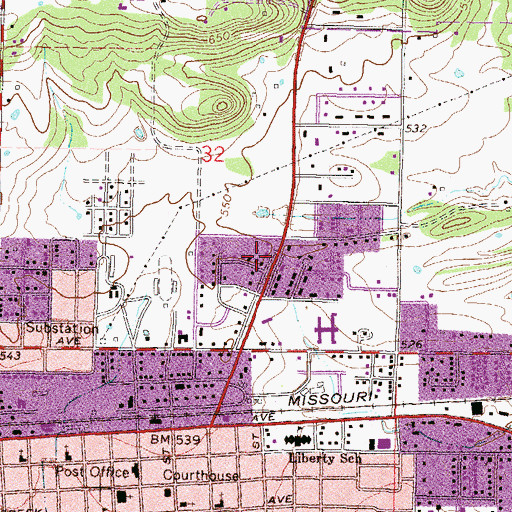 Topographic Map of Immanuel Baptist Church, OK