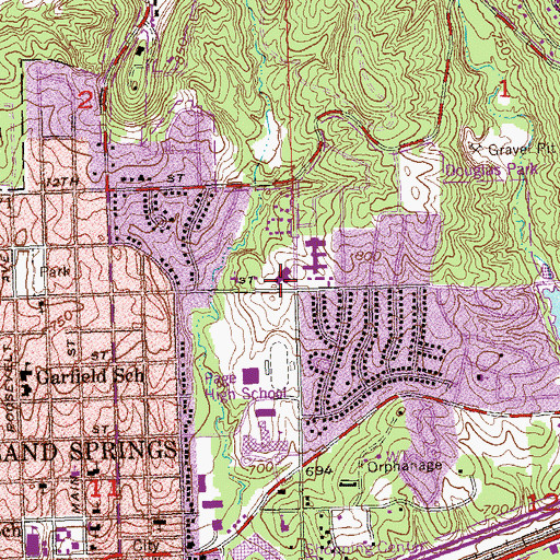 Topographic Map of Broadway Baptist Church, OK