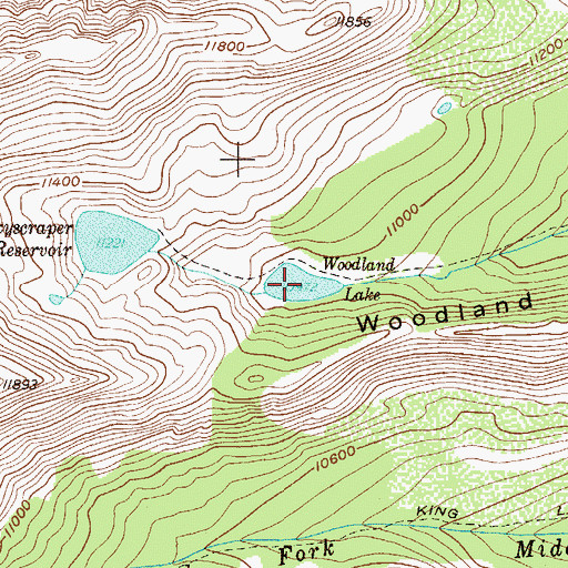Topographic Map of Woodland Lake, CO
