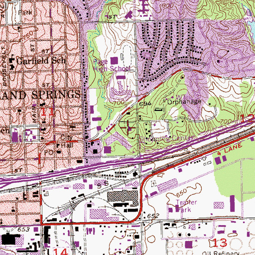 Topographic Map of First Presbyterian Church, OK