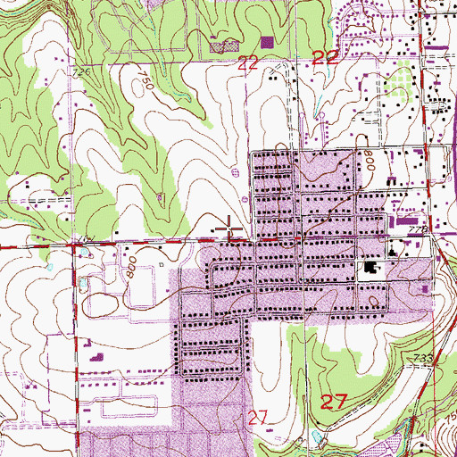 Topographic Map of Prattwood Assembly of God, OK