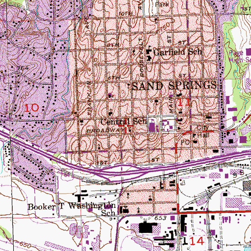 Topographic Map of Sand Springs Christian Fellowship Church, OK