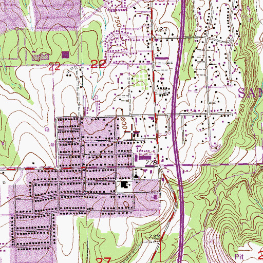 Topographic Map of Trinity Baptist Church, OK
