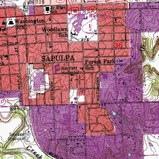Topographic Map of Baptist Church of Forest Hills, OK