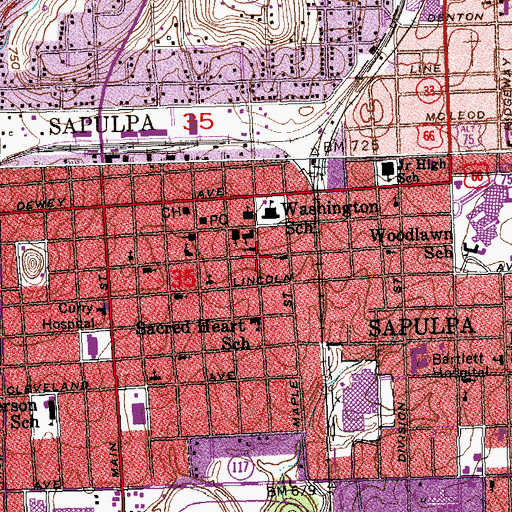 Topographic Map of Bible Baptist Church, OK