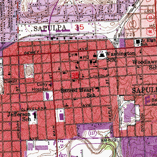 Topographic Map of Church of the Nazarene of Sapulpa, OK