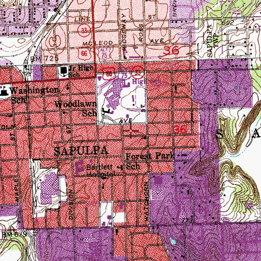 Topographic Map of Emmanuel Baptist Church, OK