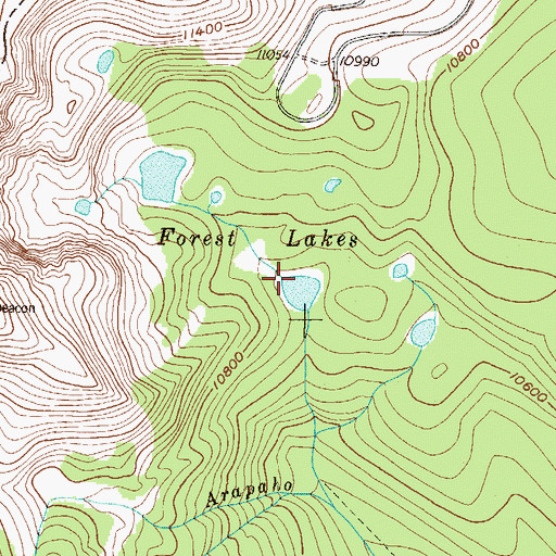 Topographic Map of Forest Lakes, CO