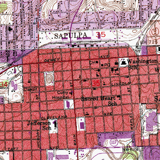 Topographic Map of First Assembly of God, OK