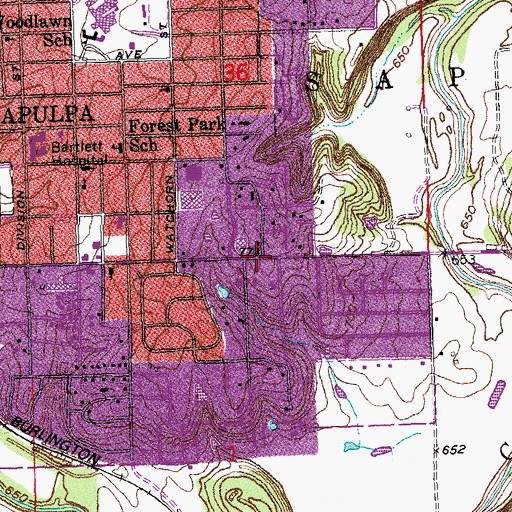 Topographic Map of First United Methodist Church, OK