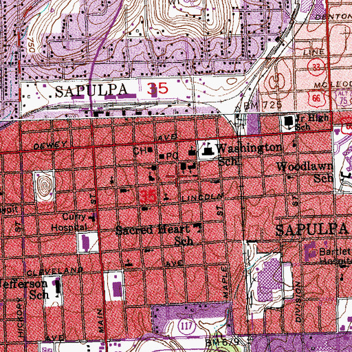 Topographic Map of Full Gospel Baptist Church, OK