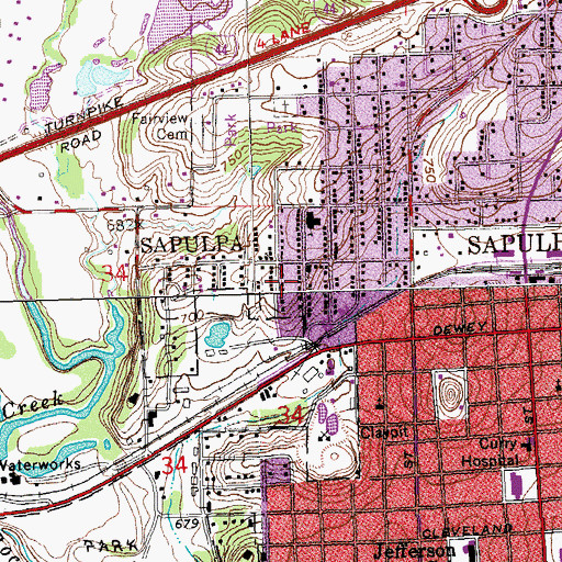 Topographic Map of Mount Olive Baptist Church, OK