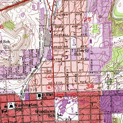 Topographic Map of Ridgeway Baptist Church, OK