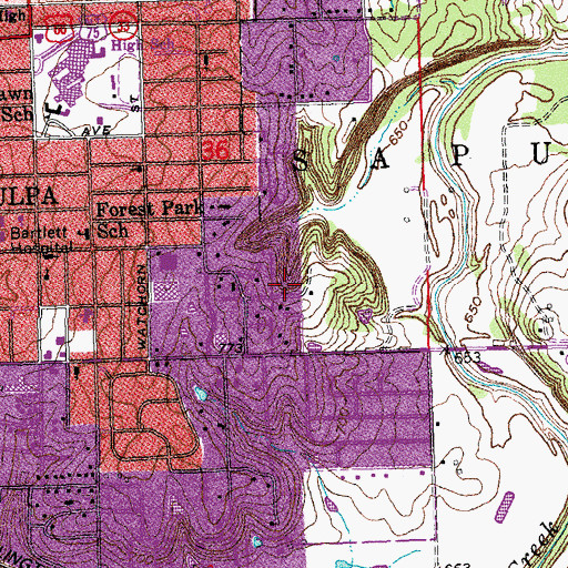 Topographic Map of Sacred Heart Church, OK