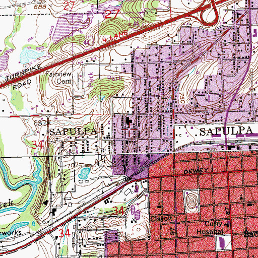 Topographic Map of Snowden Memorial Chapel, OK
