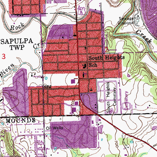 Topographic Map of South Heights Baptist Church, OK