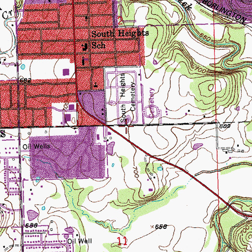 Topographic Map of Southside Christian Church, OK