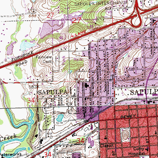 Topographic Map of Upper Room Gods House of Prayer, OK