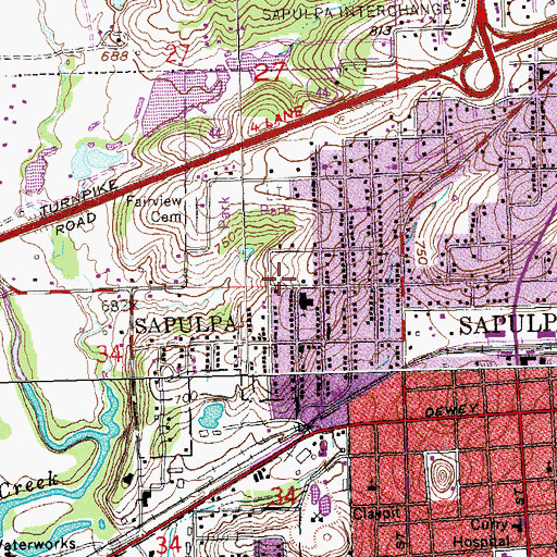 Topographic Map of Upper Room Gods House of Prayer, OK