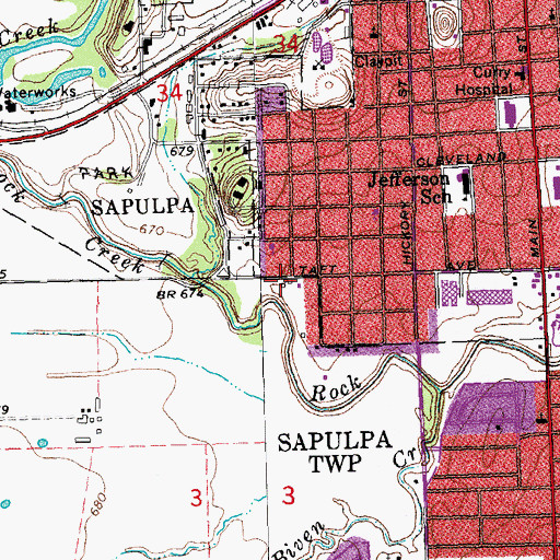 Topographic Map of Westside Baptist Church, OK