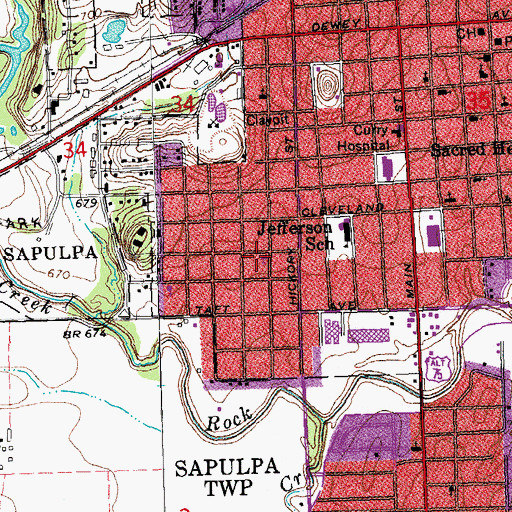 Topographic Map of Westside Freewill Baptist Church, OK