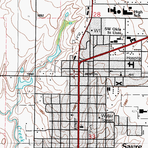 Topographic Map of United Methodist Church, OK