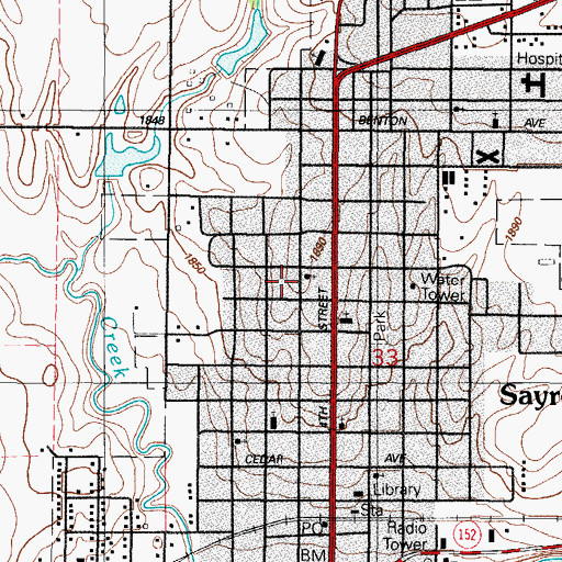 Topographic Map of Saint Mathews Catholic Church, OK