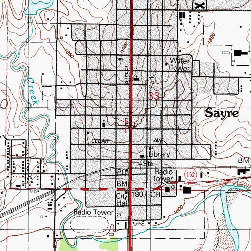 Topographic Map of First Baptist Church, OK