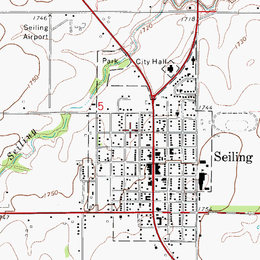 Topographic Map of Assembly of God Church, OK