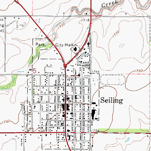 Topographic Map of Baptist Church, OK