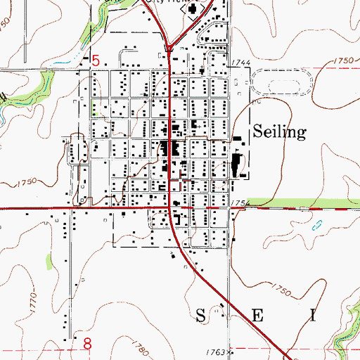 Topographic Map of First Christian Church, OK