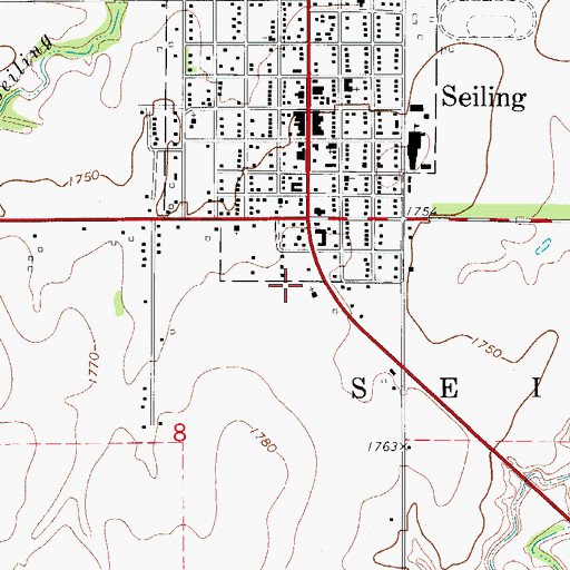 Topographic Map of Mennonite Indian Church, OK