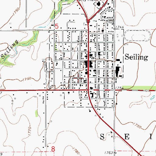 Topographic Map of Saint Thomas Catholic Church, OK