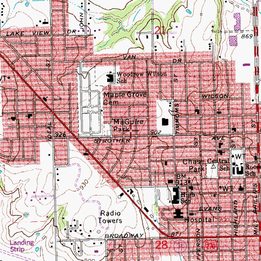 Topographic Map of Church of the Nazarene, OK