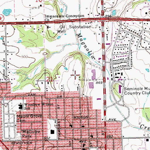 Topographic Map of First Baptist Church, OK