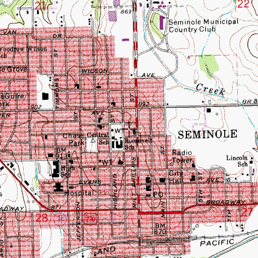 Topographic Map of First Penecostal Holiness Church, OK